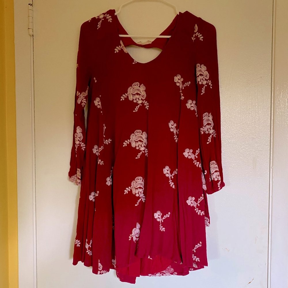 Altar’d State Red Floral Embroidered Dress